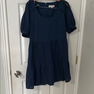 LOFT Dark Blue Eyelet Dress